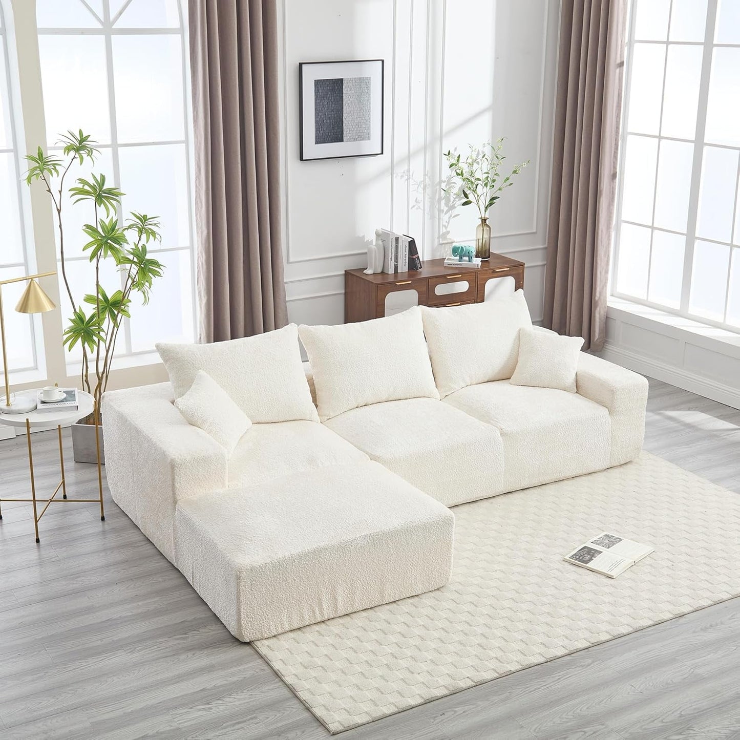 BISHE 67.72"-R Modular Sectional Sofa Couch, L-Shaped Chenille Fabric Cloud Couch with Chaise, Modern Deep Seat Sofa, No Assembly Required, Includes Pillows for Living Room, Emerald