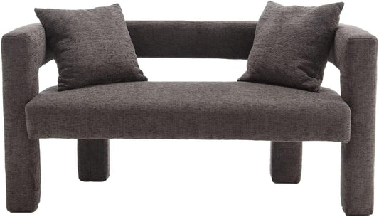 BISHE Modern Chenille Loveseat Sofa, Plush 2-Seater Couch for Small Spaces, Upholstered Accent Sofa Bed with Soft Fabric, Compact Apartment Sofa for Living Room & Bedroom, Grey