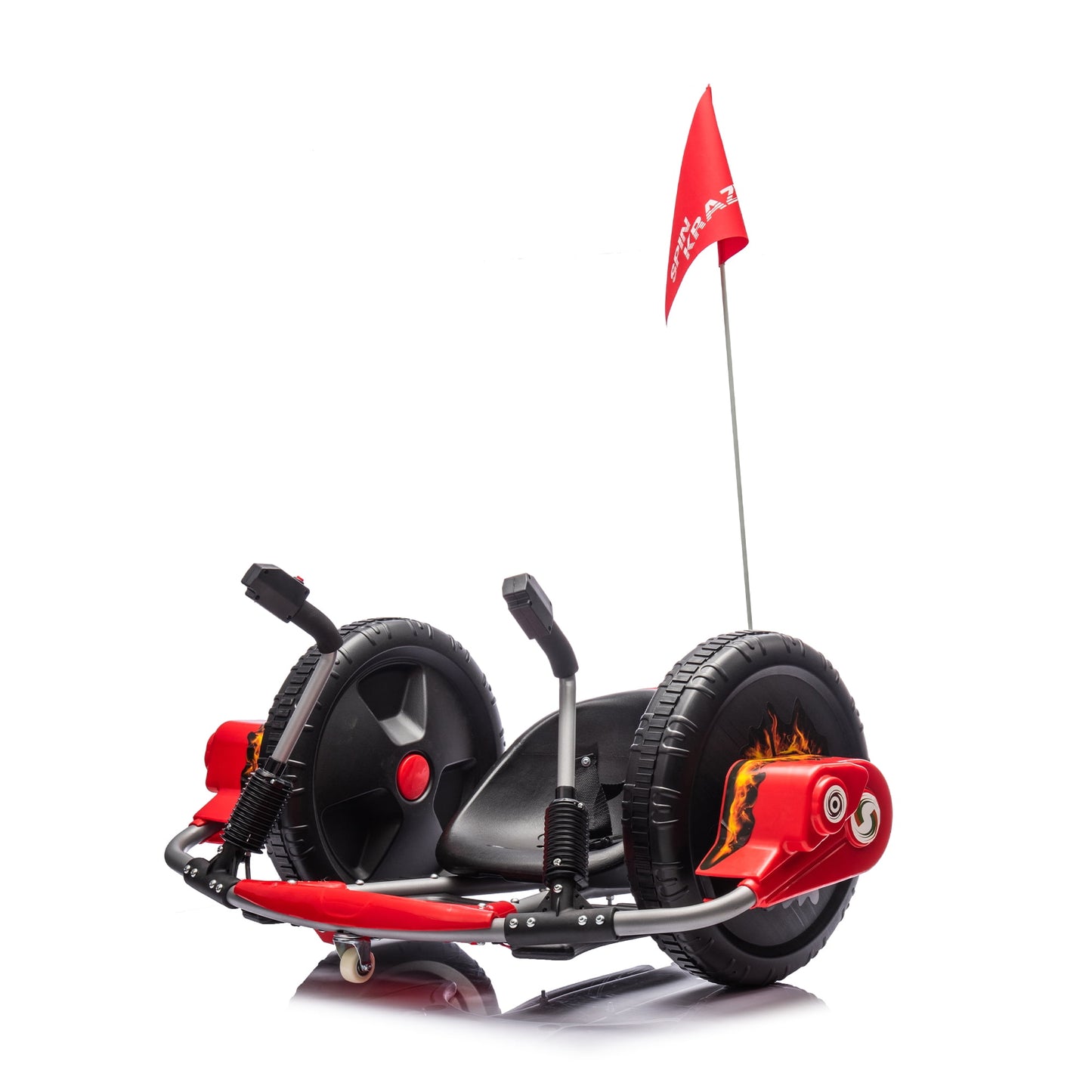 SUSIELADY 12V Kids Ride On Car, Kids Electric Go Kart, 16" Exaggerated Wheel, 360 Degree Steering Rotation, Dual Handle Control, DIY Stickers, for Kids Aged 6+